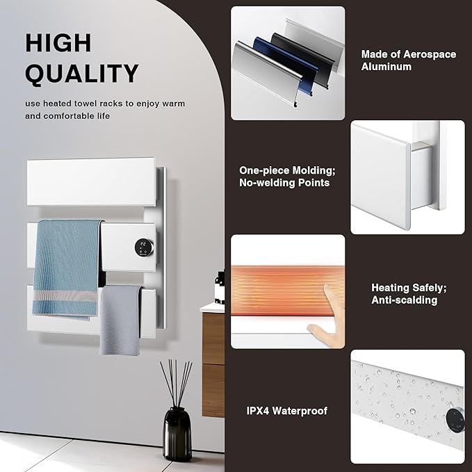 K&KALONZO Electric Towel Warmer, 18.35" W x 22.8" H Wall-Mounted Towel Heater - Image 5