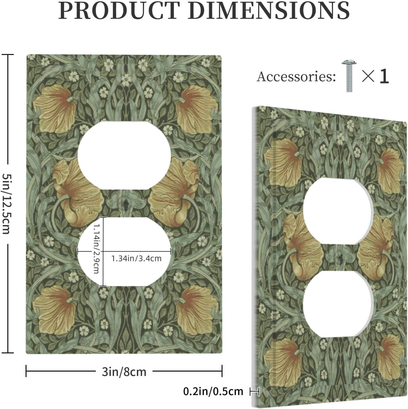 William Morris Flowers Vintage Flora Botanical Sage Outlet Covers 1 Gang Duplex Light Switch Cover Decorative Switch Plates Electrical Receptacle Faceplate Wall Plate for Bedroom Living Room Decor