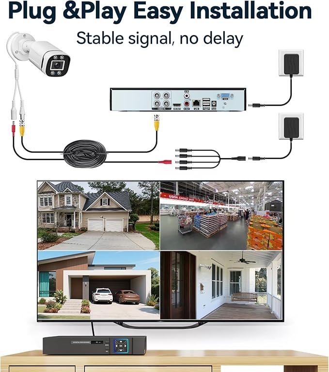 VORGUT Wired Security Camera System Outdoor, 4 Channel 5MP Lite AHD TVI DVR - Image 2