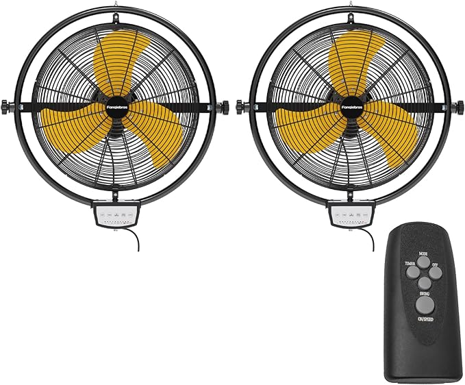 2 PCS 20 IN 5500 CFM Remote Control Wall Mount Fan, 3 Speed High Velocity Wall by Fanqiebros