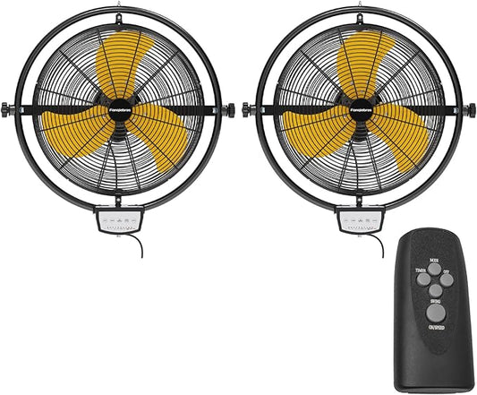 2 PCS 20 IN 5500 CFM Remote Control Wall Mount Fan, 3 Speed High Velocity Wall by Fanqiebros