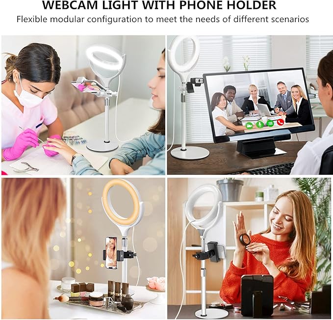 8 inch Desk Ring Light with Stand, Adjustable Computer Circle Light - Image 2