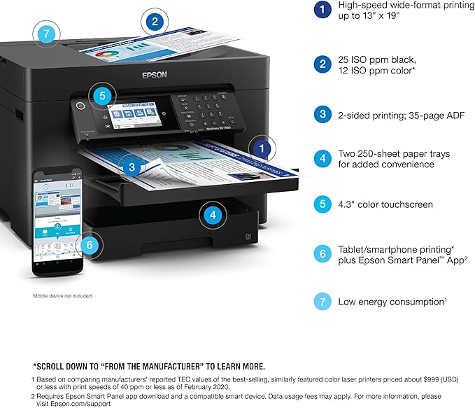 Epson Workforce Pro WF-7840 Wireless All-in-One Wide-Format Printer - Image 4