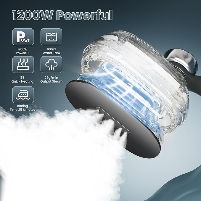 Killrose Steamer for Clothes, 2 in 1 Clothes Steamer Handheld, 1200W Steam Iron - Image 3