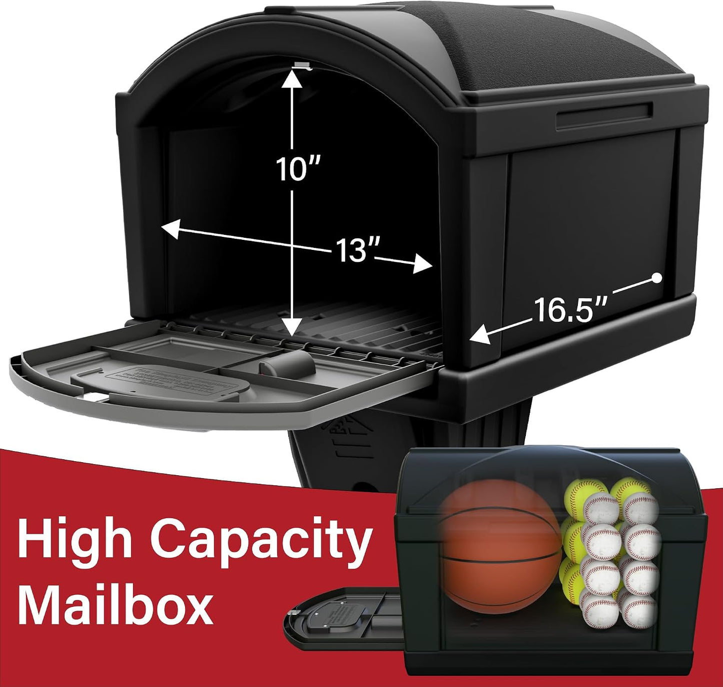 Simplay3 USPS T4 Extra Large Capacity XL Mailbox and Post Cover with Durable Double-Wall Construction, Weather-Resistant Design, Black, Made in the USA