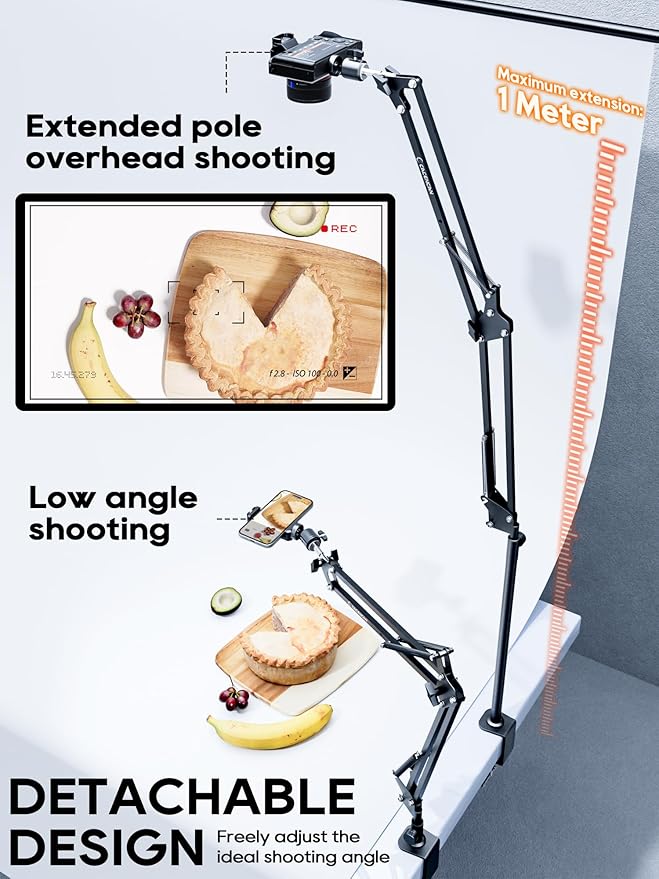 CACENCAN Overhead Camera Mount, 5lb Horizontal Load-Bearing, 360° Adjustable - Image 4
