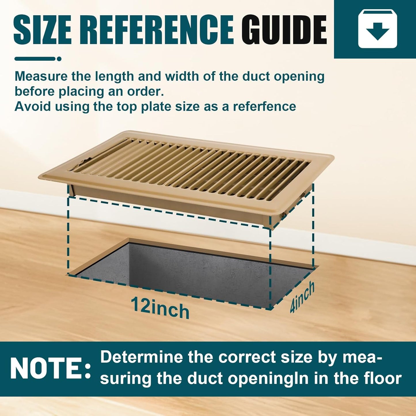 Floor Register 4x12, 2 Pack Brown Floor Vent Covers | Steel Adjustable Air Supply Grille Register Vent Cover Grill for Sidewall and Floor, Vent Covers for Home Floor