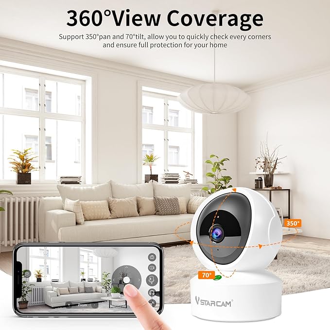 VSTARCAM 2K QHD Security Camera Indoor, Room Camera Baby Monitor 360° - Image 5