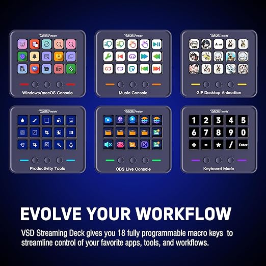 VSDINSIDE Macro Keypad, Stream Controller Deck Gaming Streaming Shortcut - Image 3