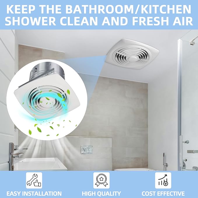 8 Inch Bathroom Exhaust Fan Ceiling Mount 200 CFM 8.5 Sones Kitchen Exhausts - Image 8
