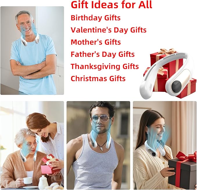 Portable Neck Fan, Personal Wearable Bladeless Fan, LED Display, 6000mAh USB - Image 6