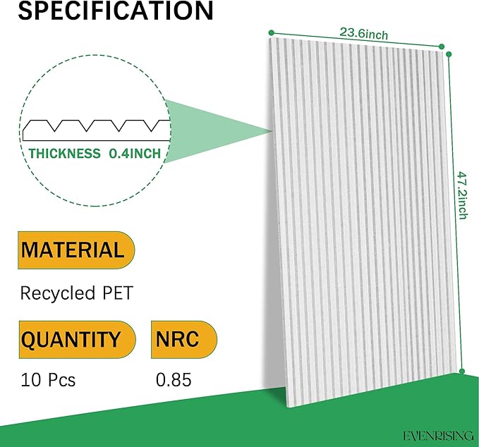 EVENRISING Acoustic Panels 10-Pack, Acoustical Wall Panels 47.2x23.6x0.4 inch - Image 2