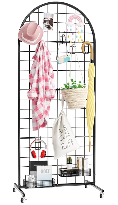 Asee'm Grid Wall Panels Display Stand 2' x 5.2' FT Black Movable Wire Grid Wall by Aseem