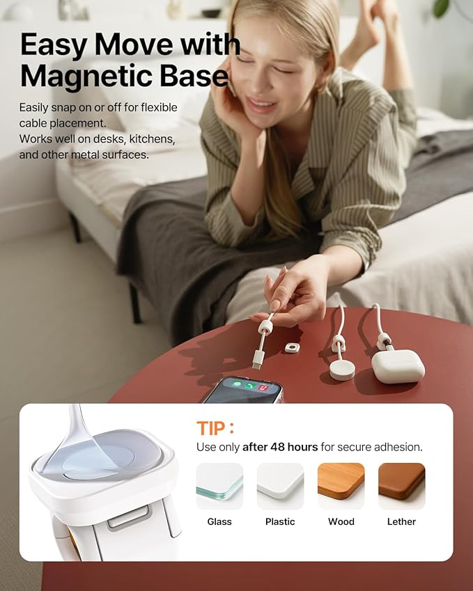 6 Pack Sinjimoru Magnetic Cable Clips, Compact Size Cord Organizer & Cable - Image 2
