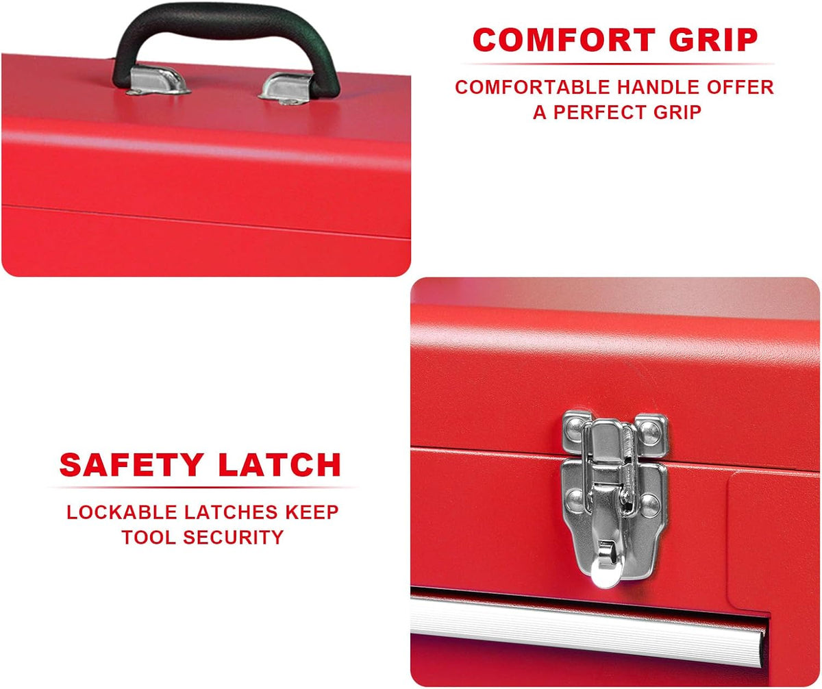 torin antbc-128b 18" portable steel/metal tool box with, close-up detail