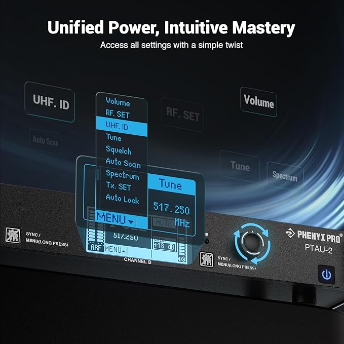 Phenyx Pro Dual-Channel Wireless Microphone System, Dynamic Mics w/ID Lock - Image 6