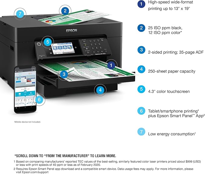 Epson Workforce Pro WF-7820 Wireless All-in-One Wide-Format Printer - Image 4