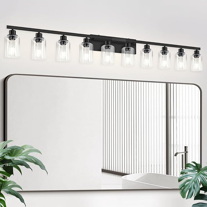 DIKAIDA 10 Light Bathroom Vanity Lights Over Mirror, 65.4inch Black Vanity by DIKAIDALights