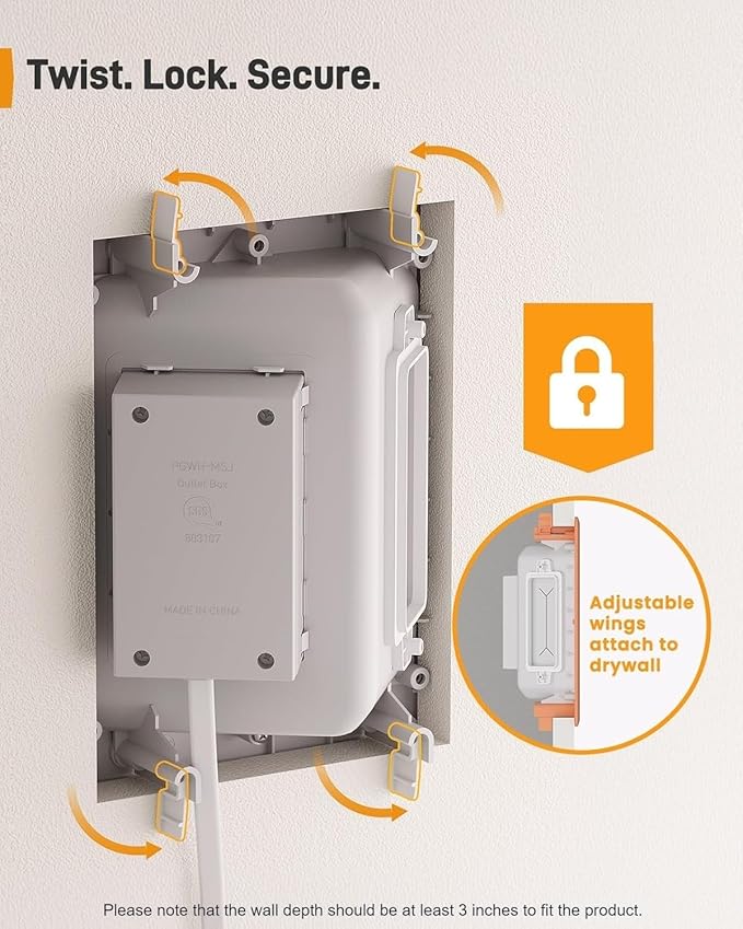 Perlegear TV in-Wall Cable Management Kit, USB and Typ C Ports Cord Hider - Image 7