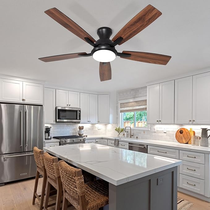 revoici Ceiling Fans with Lights, 52 Inch Black and Brown Wood Ceiling Fan - Image 8
