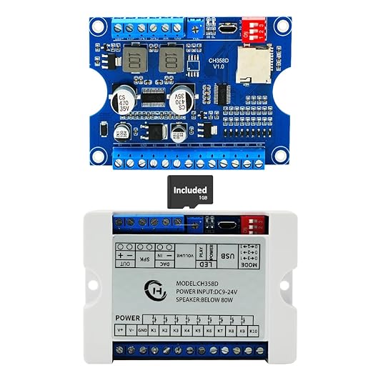 Voice Playback Module with 1GB Card, 80W Low Lever Trigger DC 9-24V CH358D Chip by JRGKJCP