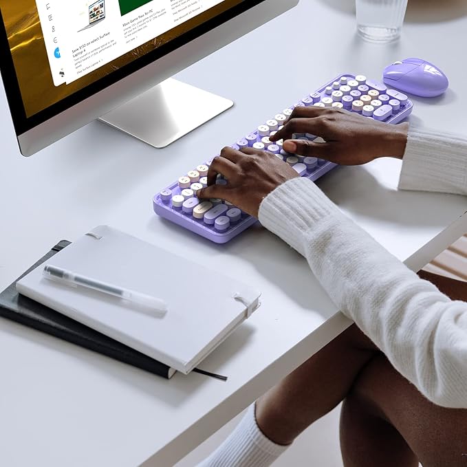 MOFII Wireless Keyboard and Mouse Combo, 2.4GHz Retro Full-Size Keyboard - Image 6