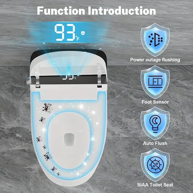 Smart Toilet with Elongated Heated Seat, Auto Flush, Manual Soft-Close Seat & - Image 7