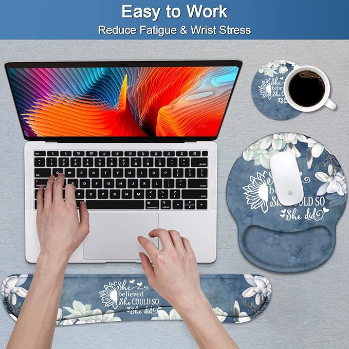 Keyboard Wrist Rest and Mouse Pad Wrist Support Set - Image 4