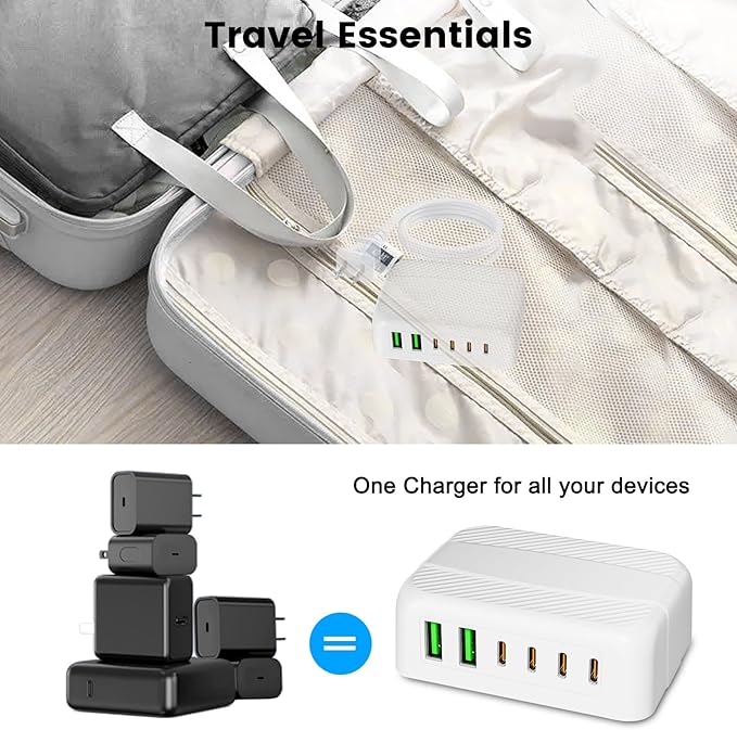 USB C Charger Block, 120W 6 Port USB Charging Station, Portable PD Fast Wall - Image 7