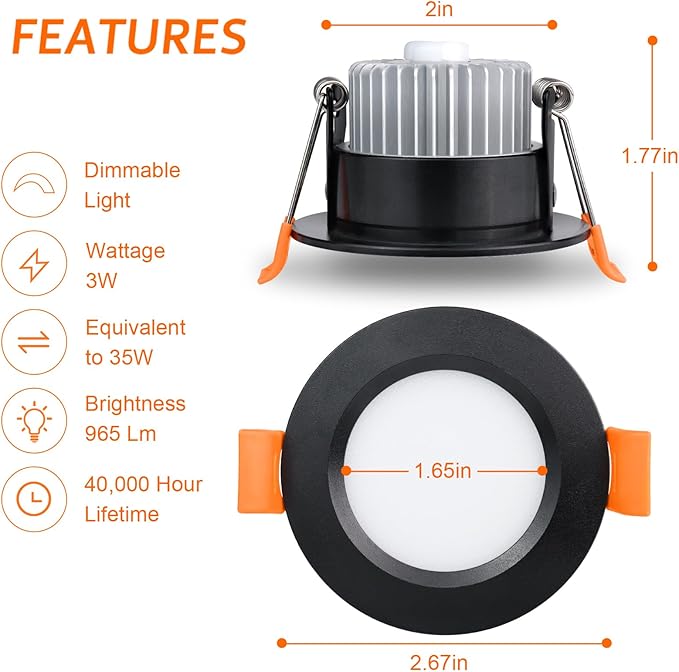 inShareplus 2 Inch LED Recessed Lighting, 3000K Warm White, Recessed Light - Image 2