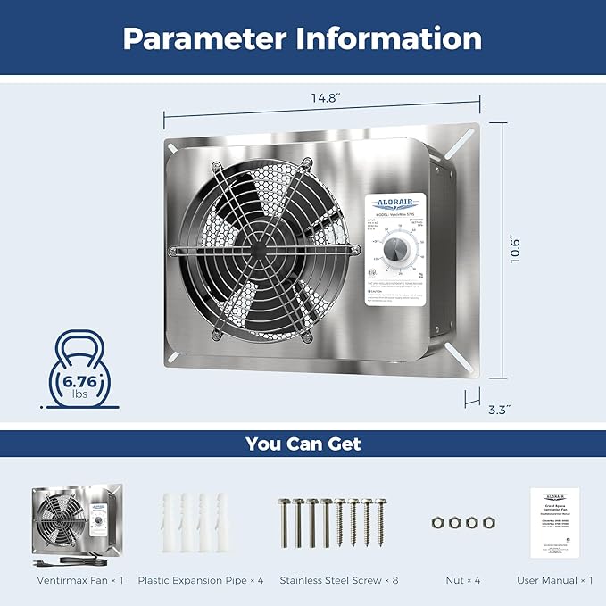 ALORAIR 570CFM Crawlspace Ventilation Fan - Image 6