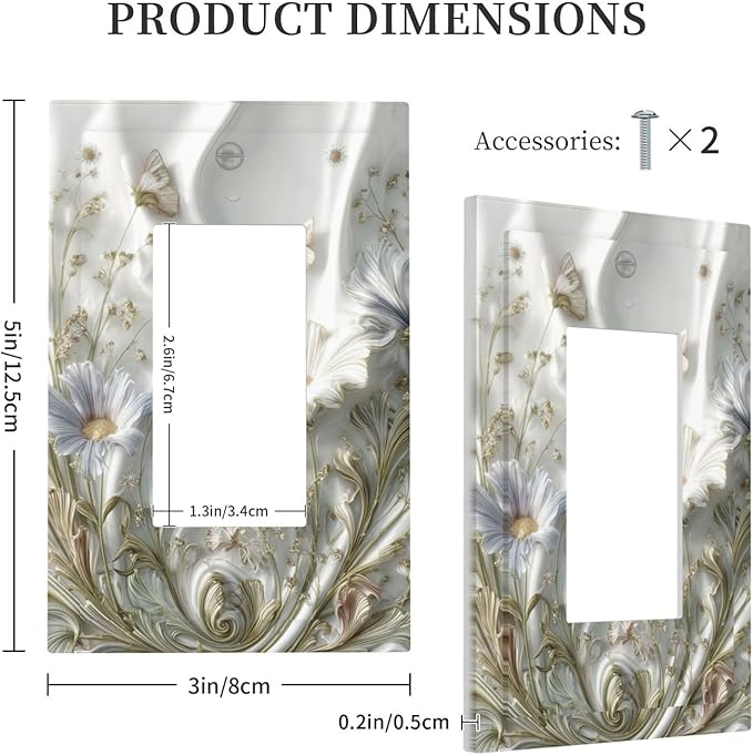 Bvtewkhz Boho Floral Wild Flower 1 Gang Single Rocker Decorative Light Switch - Image 4