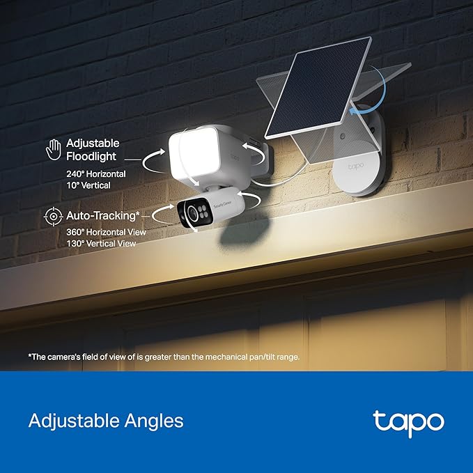 Tapo 2K Dimmable Floodlight Security Camera Outdoor Wireless w/Solar Panel - Image 5