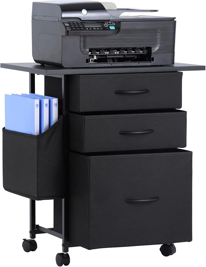 Printer Stand with 3 Fabric Drawer, Mobile File Cabinet by KATHYBOB