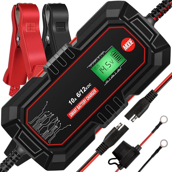 Sailnovo 10A Car Battery Charger, 6V and 12V Car Trickle Charger, 10-Stages by Sailnovo