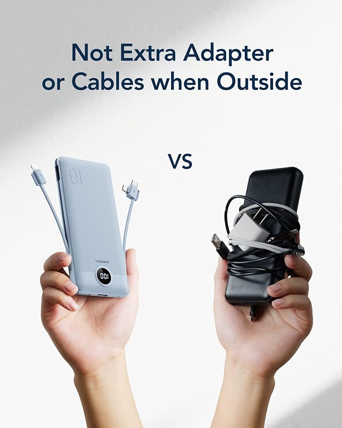 VEGER Portable Charger for iPhone Built in Cables and Wall Plug, 10000mah Slim - Image 7