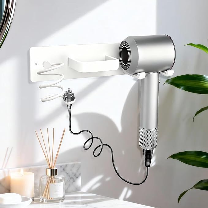 Dovyn Blow Dryer Holder Wall Mount, 3 in 1 Bathroom Hair Tool Organizer - Image 3