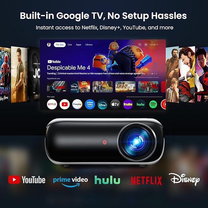 Official Licensed Google TV Smart Projector, HAPPRUN 4K UHD Home Theater - Image 2