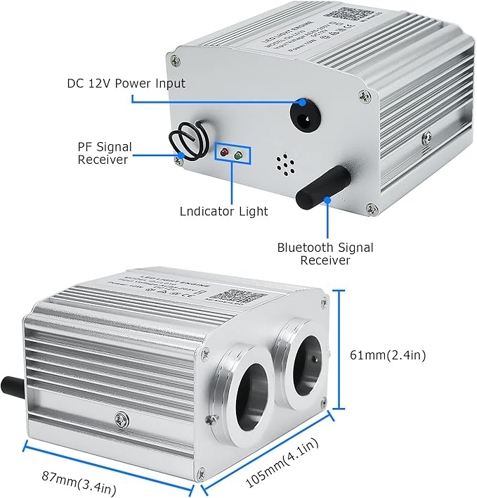 AZIMOM Dual Port 16W Twinkle Fiber Optic Starlight Box Sound Activated RGBW - Image 2