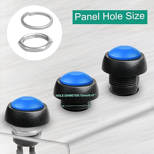 QTEATAK 1/2" Pre-Wired Mounting Hole On/Off Blue Mini Round Waterproof - Image 2