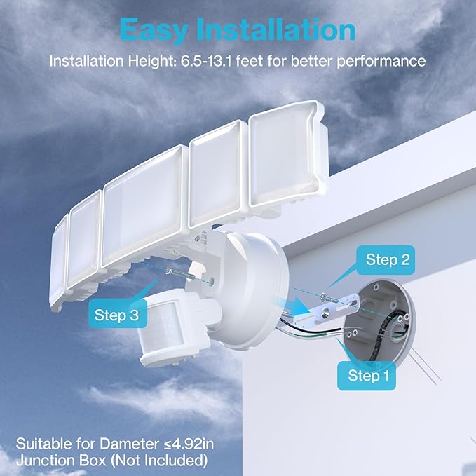 Olafus 130W Motion Sensor Outdoor Lights, 13000LM 2 Pack Motion Sensor Flood - Image 7