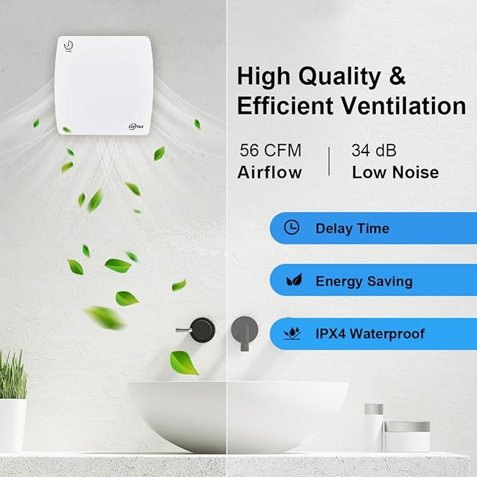 EINTTAX 4 Inch Exhaust Fan, 56CFM Wall Mount Bathroom Exhaust Fan - Image 3