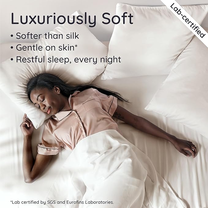 Bambaw 100% Viscose Derived from Bamboo Sheets Twin Size, Cooling Fitted Sheet - Image 4