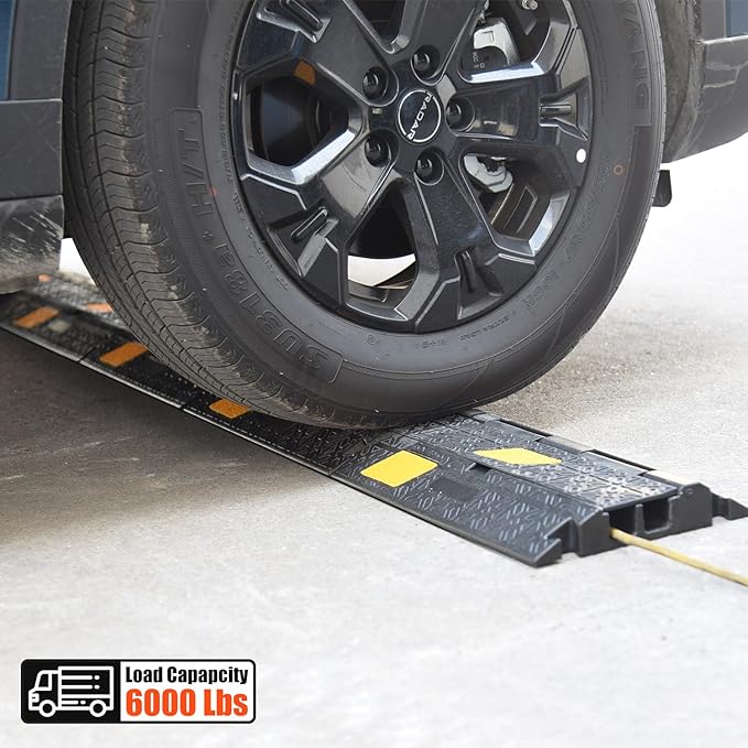 OranLite 6 Pack 2-Channel Rubber Cable Protector Ramp, Visible at Night - Image 4