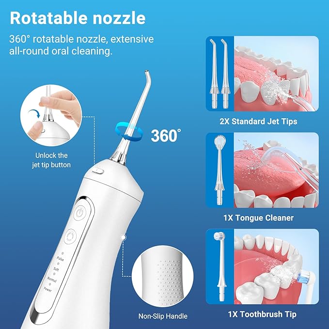 JNGOODS Cordless Water Dental Flosser Oral irrigator, JNGOODS 300ml - Image 4