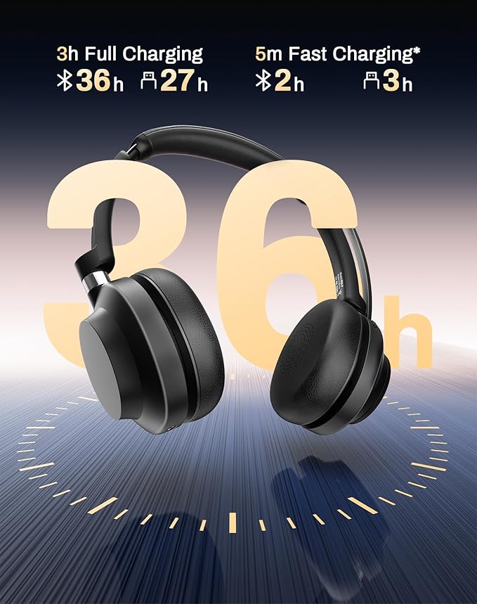 Wireless Headset with Mic for Work-Bluetooth Over Ear Headphones with Microphone - Image 9