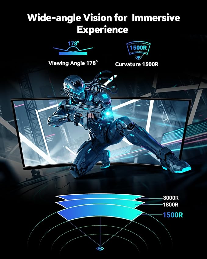 KTC 34 Inch UWQHD Curved Gaming Monitor, 3440x1440 Ultrawide PC Monitor 1500R - Image 2