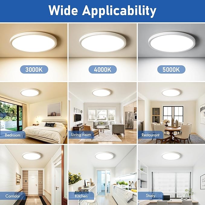 YELIOLED 6 Pack 12 Inch Slim Dimmable LED Flush Mount Ceiling Light Fixtures - Image 5