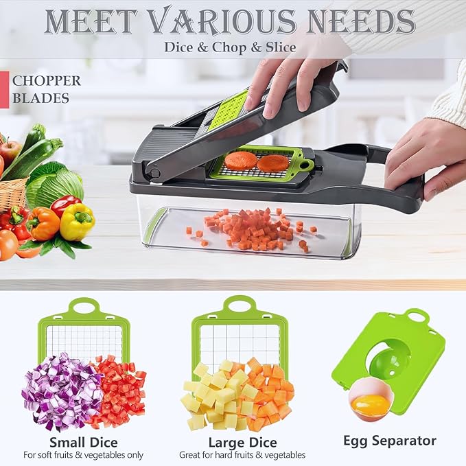 Vegetable Chopper Dicer with Container | Cheese Grater Mandoline Slicer Cabbage - Image 2