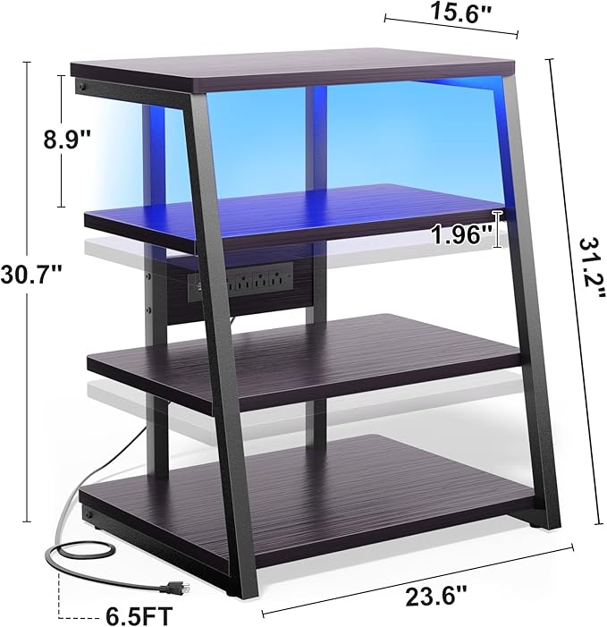Besiost AV Media Stand with Outlets, Media Console with LED Lights, Stereo - Image 3